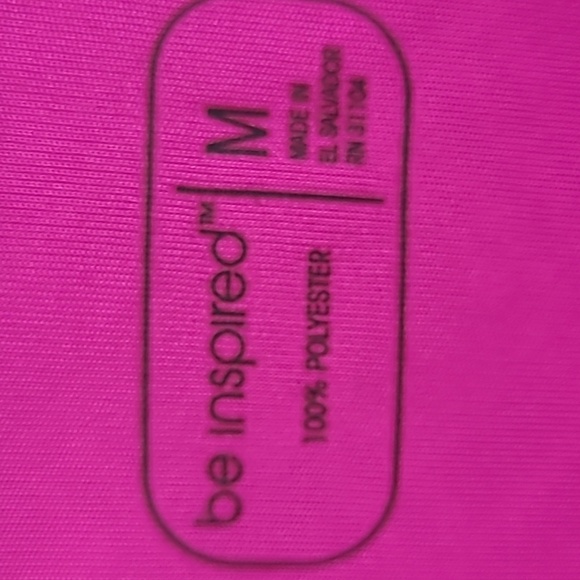 T-shirt short sleeve v Neck Athletic geometric print Fuscia Bright Pink Workout - Picture 3 of 4